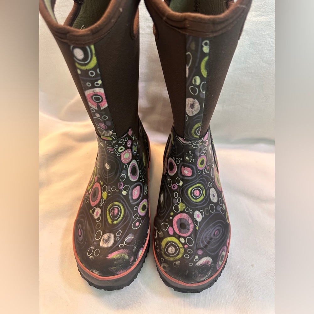 Kids Bogs Waterproof Brown and Pink Rain & Snow Boots size 4 - Picture 3 of 8